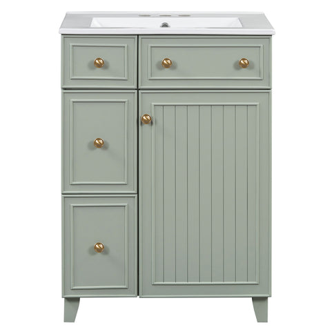 Transitional Style Bathroom Vanity Cabinet With Ceramic Sink