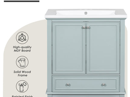 Modern Bathroom Vanity With Sink Combo, Multi Functional Cabinet With Doors And Drawer