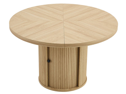 Roman Column Round Dining Table With Double Layer Storage - Wood