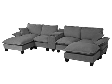 Modular Cloud Couch Sofa With Cup Holders & Storage, USB Port