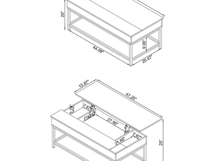 Lift Top Coffee Table With Adjustable Height - Brown