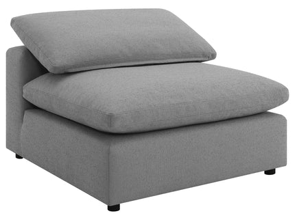 Segoura - Upholstered Armless Chair With Pillow Back, Living Room - Gray