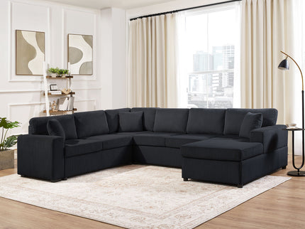 Oversized Sectional U-Shaped Sofa With Chaise Lounge And Three Soft Throw Pillows