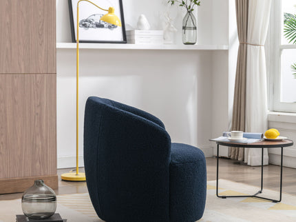 Teddy Fabric Swivel Accent Armchair Barrel Chair With Powder Coating Metal Ring