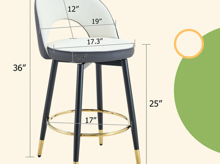 Upholstered Rotatable Bar Chair With Metal Legs For Dining Room