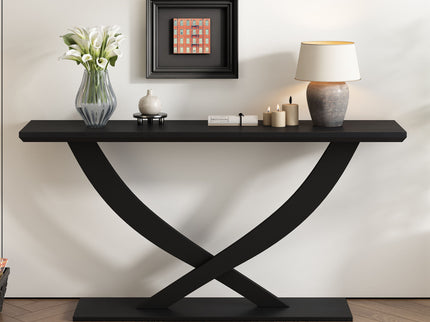 Console Table With Cross Leg Base And Reinforced Support Plate