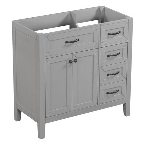 Modern Bathroom Vanity Base Only, 2 Doors And 3 Drawers