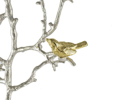 Metal Branch Wall Sculptures With Bird Accents (Set of 2) - Silver Multi