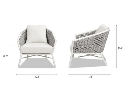 Rowan - Rope Barrel Back Patio Accent Arm Chair (Set of 2) - Optic White