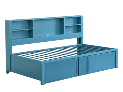 Industrial Metal Daybed With Trundle, Storage Shelves, USB Ports