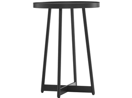 Ranlo - Round Accent Table With Geometric Legs - Black