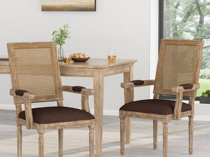 Upholstered Dining Chair With Cane Backrest