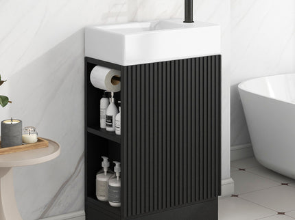 Modern Bathroom Vanity With Sink And 2 Tier Shelf