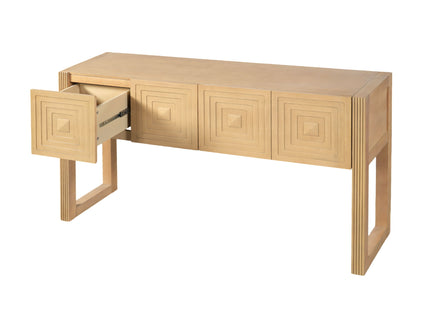 Geometric Carved Console Table With 3 Soft Close Drawers