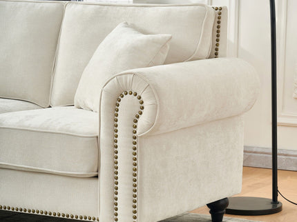 Modern 3 And 2 Seater Sofa With Rolled Arms, Tufted Upholstered Couch