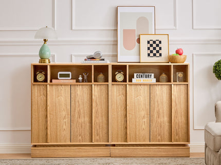 Fluted Sideboard Buffet Cabinet With 2 Doors And Adjustable Shelf, Storage Cabinet For Entryway