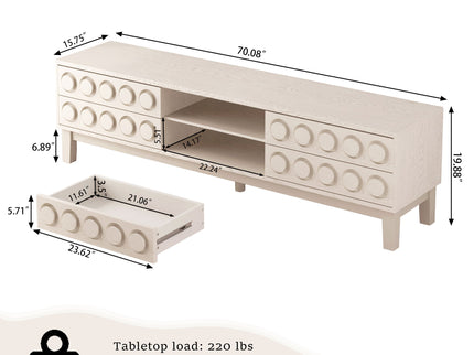 Media Console With 4 Drawers And Cable Management