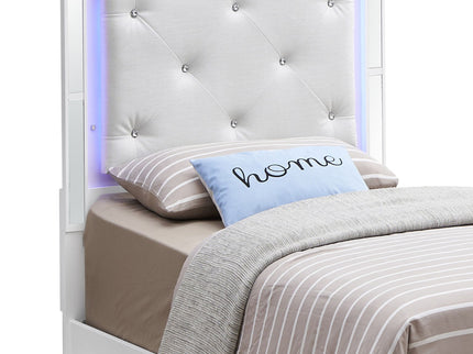 Bed With LED Light Accents Headboard