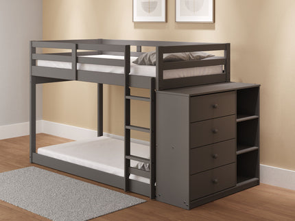 Gaston - Bunk Bed Twin Over Twin With 4 Drawers & 3 Compartments - Gray