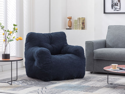 Soft Teddy Fabric Tufted Foam Bean Bag Chair With Teddy Fabric