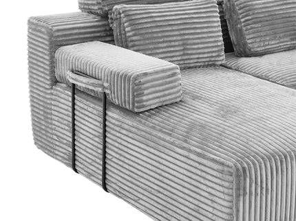 Sectional Sleeper Sofa & Storage Pockets, Modular Couch With Throw Pillows For Living Room