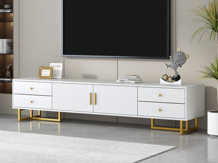 TV Media Console Table, TV Stand With Storage For Living Room - White