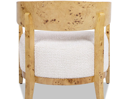 Madrid - Burl Barrel Accent Arm Chair - Seashell White