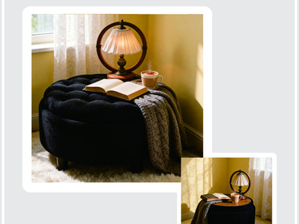 Storage Round Footstool Table Ottoman