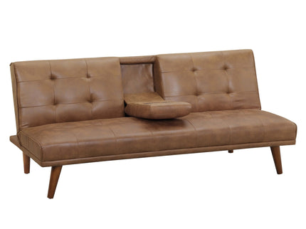 Tufted Convertible Sofa With Cup Holders - Brown