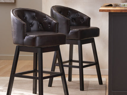 360 Degree Swivel Bar Stool With Stunning Nailhead Trim (Set of 2)