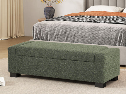 Textured Fabric Ottoman Bench With Hinged Lid