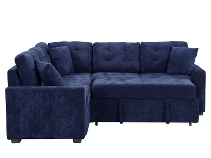 L-Shape Sofa Bed Pull-Out Sleeper Sofa With Wheels, USB Ports, Power Sockets For Living Room