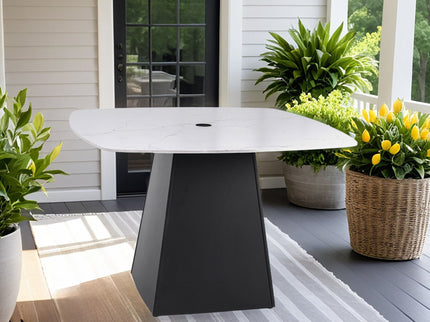 Rounded Square Outdoor Pedestal Dining Table