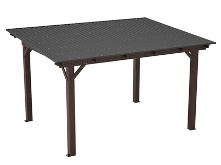 13 X 10 Ft Gazebo With Roof, Spacious Outdoor Patio Shade Structure For Backyard & Garden - Brown