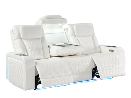 Electra - Power Reclining Sofa With Power Headrests, Drop Down Table, Reading Light, Massage, LED Lighting And USB Control