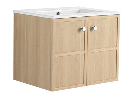 Wall Mounted Bathroom Vanity With Ceramic Sink And 2 Soft Closing Doors