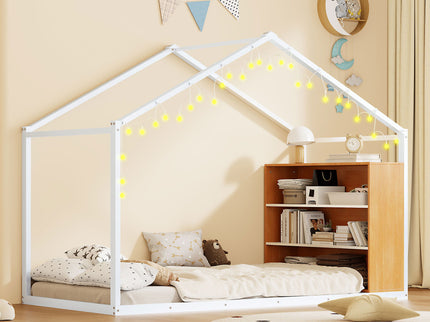 Bed House Frame With Shelves And Lights