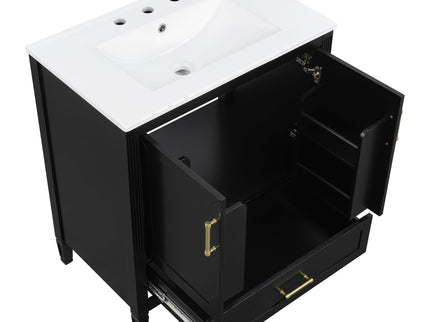 Elegant Fluted Bathroom Vanity With Sink, Soft Close Doors & Drawer