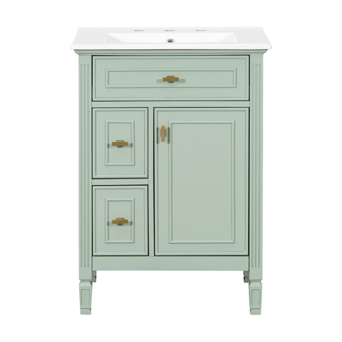 Modern Bathroom Vanity With Sink, Flip Drawer, 2 Drawers, Adjustable Shelf
