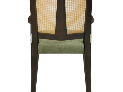 Mid Century Modern Arm Dining Chair Set With Rattan Backrest