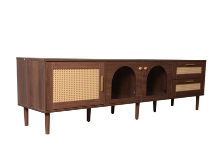 TV Stand With App-Controlled LED Lights, 2 Drawers & Door Storage