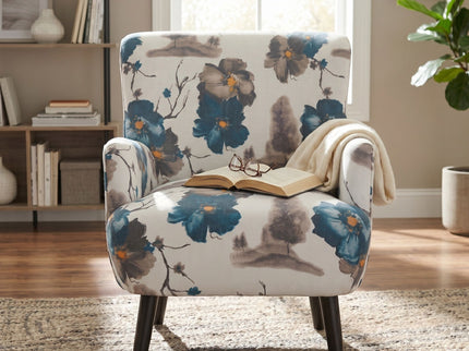 Armchair With Round Arm - White / Blue