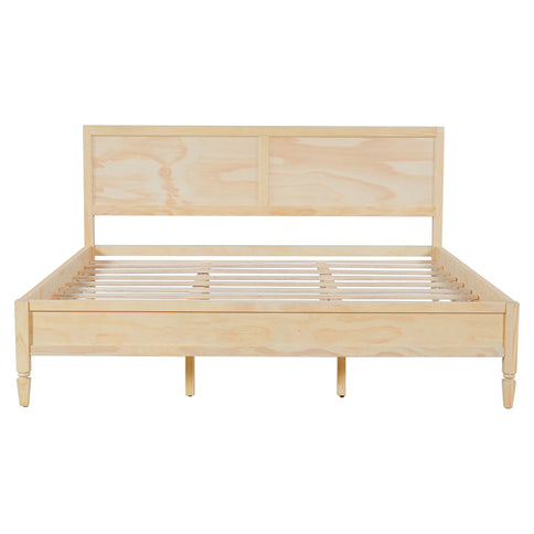 Classic Platform Bed Frame With Panel Headboard