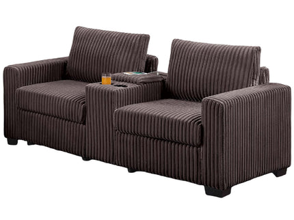 Modern Style 2 Piece Sofa Set With Cup Holders & Charging Port