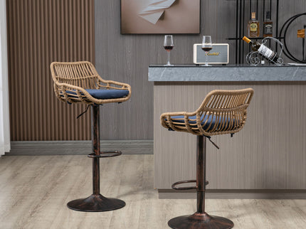 Modern Swivel Bar Stools Adjustable Counter Chairs With Footrest (Set of 2)