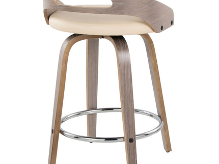 Cassis - Mid Century Modern Fixed Height Counter Stool With Swivel With Round Footrest (Set of 2)