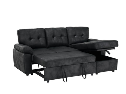 Convertible L - Sectional Sofa Bed With Storage Chaise And Padded Armrests