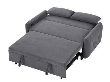 Pull-Out 2 Seat Modern Sleeper Sofa With 2 Throw Pillows And USB Ports