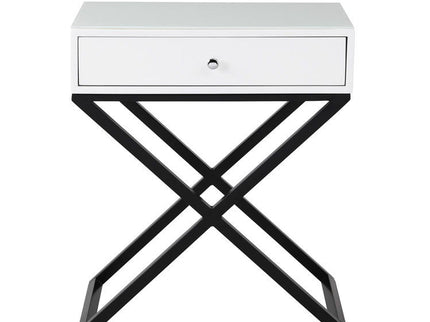 Koda - End Side Table Nightstand, Drawer And Cross Base