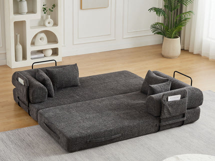 Convertible Sleeper Sofa Bed With Cylindrical Pillow